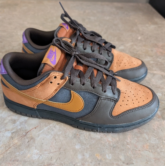 Nike Dunk Low Retro Premium Noir Cider Dark Chocolate Orange Shoes Men Size 8.5 - Picture 1 of 11